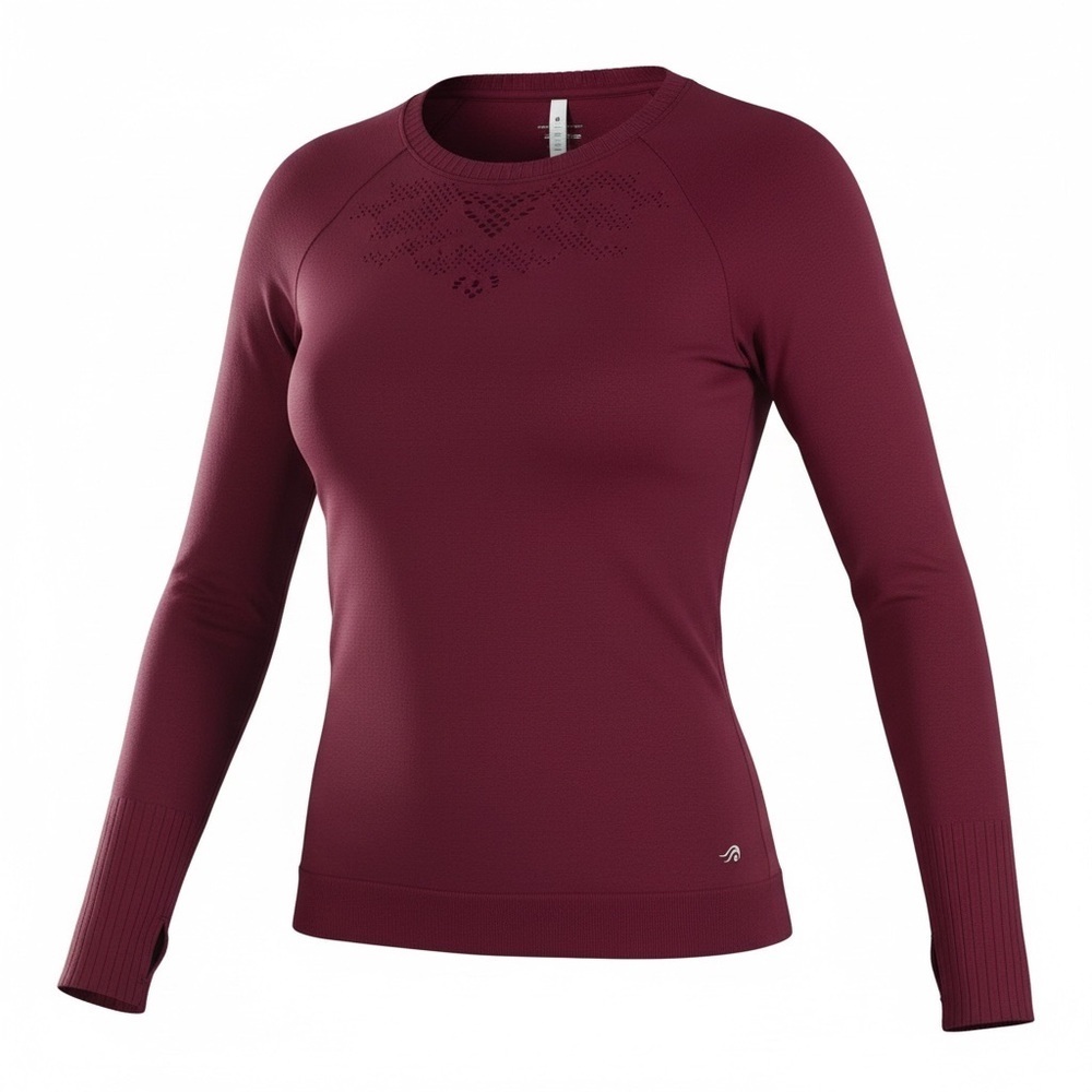 Ideology Long Sleeve Activewear Top Color Maroon Size Large